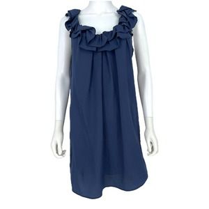 Anthropologie Pins and Needles Blue Sleeveless Ruffle Neck Dress Large